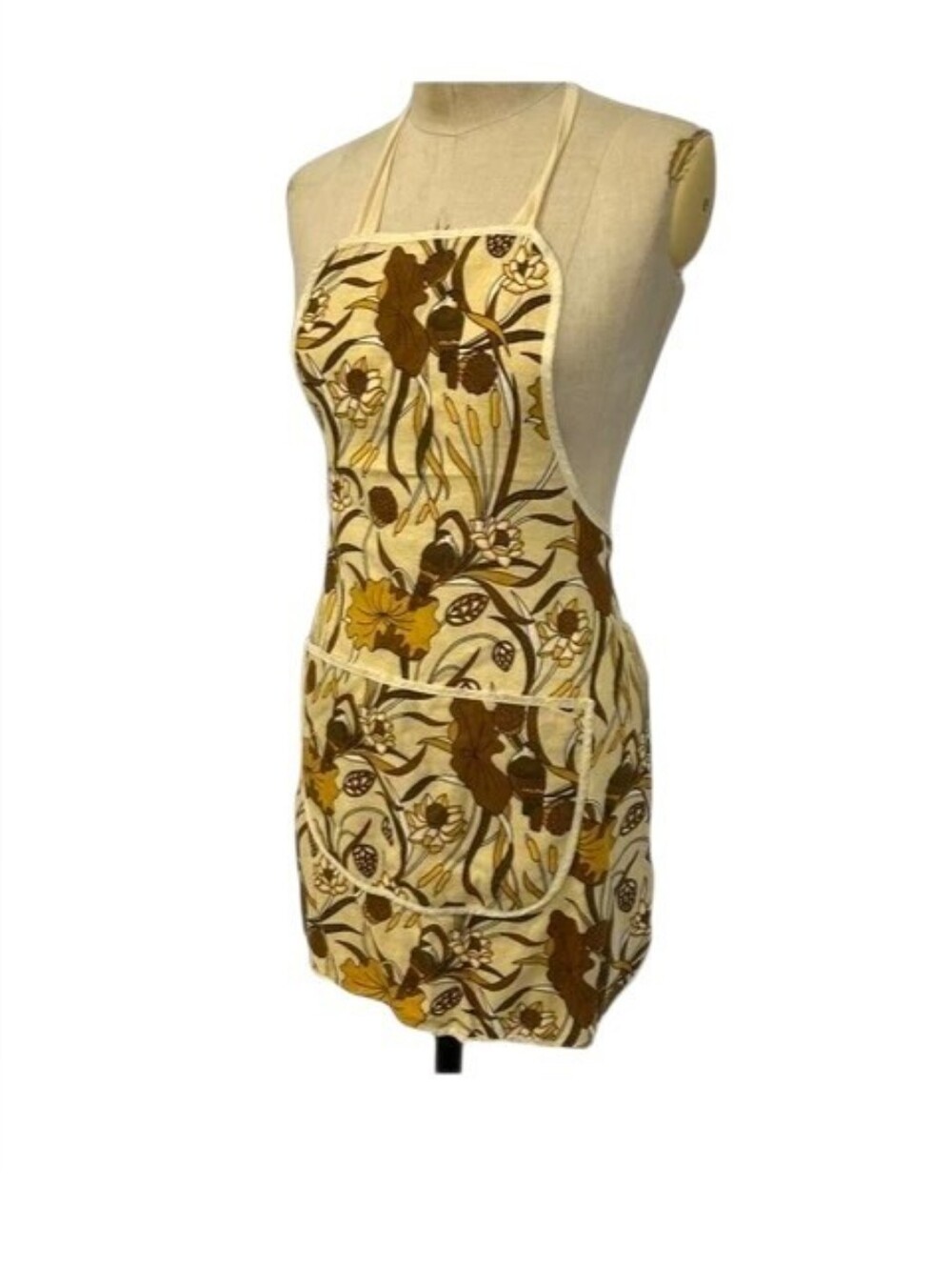 70's Vintage Cottagecore Flax Linen Floral Apron St.Micheal